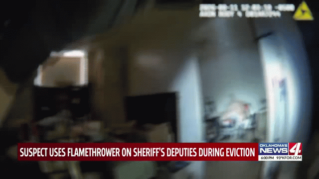 Trump’s America: Naked Man Uses Flamethrower On Cops Attempting To Serve Eviction Notice