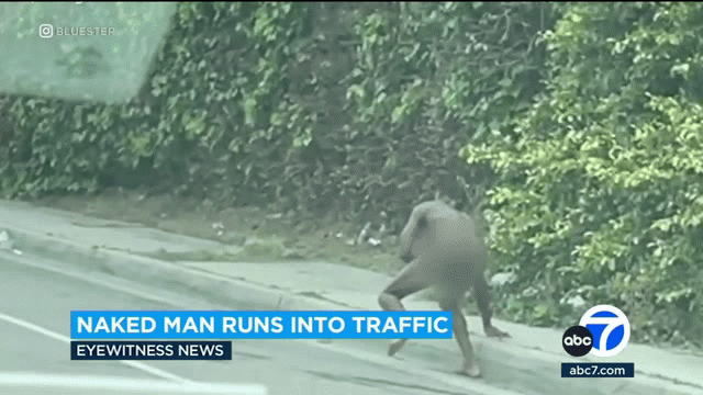 Completely Naked Man Hit By Car After Running Into Traffic