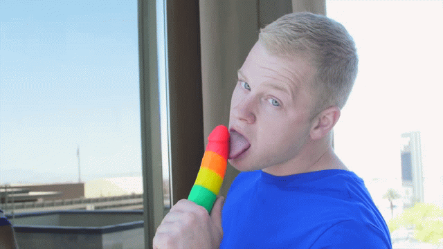 Leo Luckett Rides A Rainbow-Colored Dildo In Honor Of Gay Pride