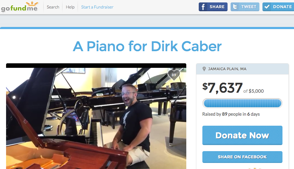 Dirk Caber Raised $7,637 On GoFundMe To Buy A Piano