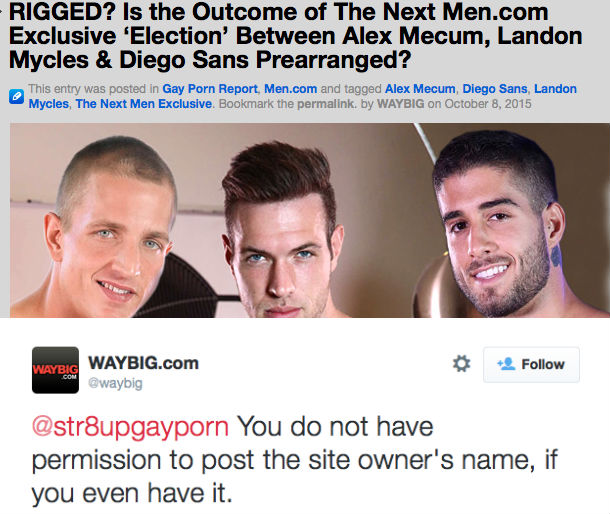 WayBig Blog Demands Anonymity While Accusing Men.com And Str8UpGayPorn Of Promoting “Rigged” Contest
