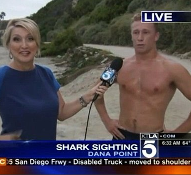 Local News Bimbo Chases Down Shirtless Australian Hunk