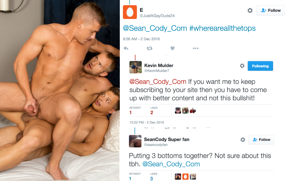 Now Sean Cody Is Releasing A Three-Way With Three Bottoms, And Fans Are Pissed