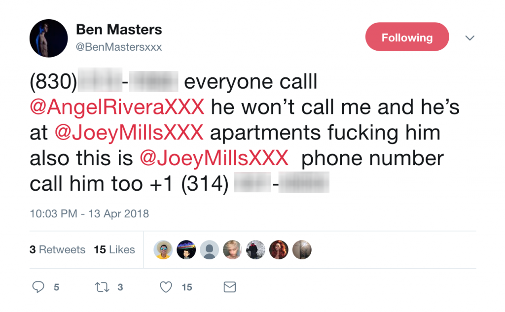 Gay Porn Star Ben Masters Accuses Angel Rivera Of Cheating On Him With Joey Mills, Then Posts Their Phone Numbers On Twitter