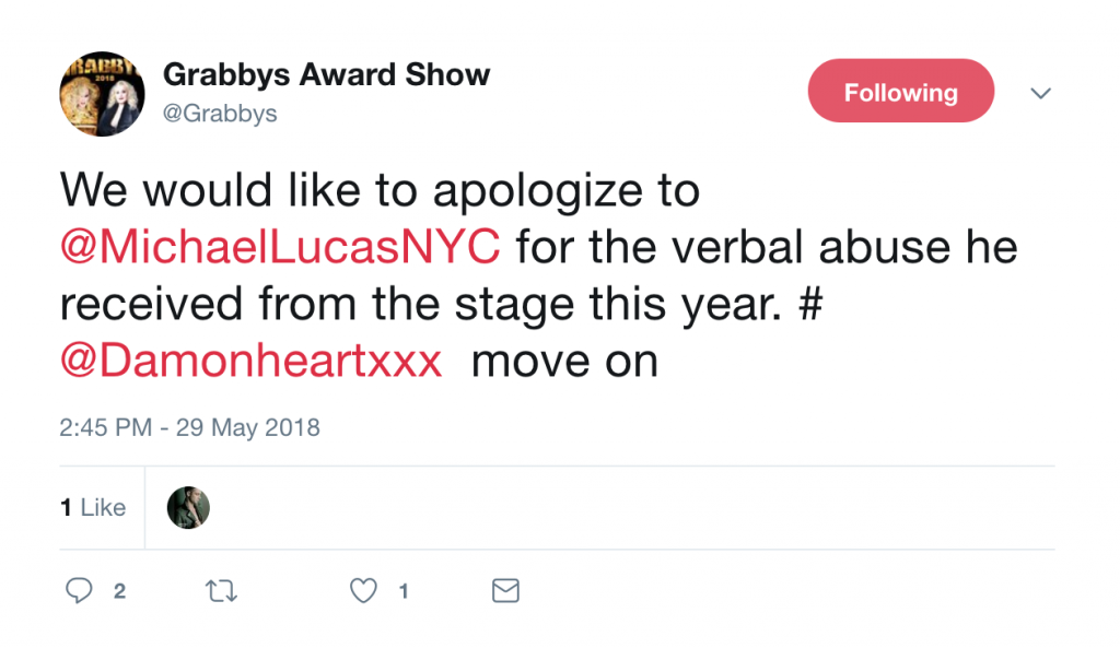 Delusional Grabby Awards Apologizes To Disgraced Model Abuser Michael Lucas, Telling Model Who Was Assaulted By Lucas To “Move On”