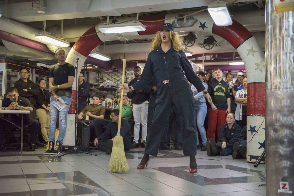 Navy Drag Queen “Harpy Daniels” Performs Lip Sync Battle On Aircraft Carrier USS Ronald Reagan