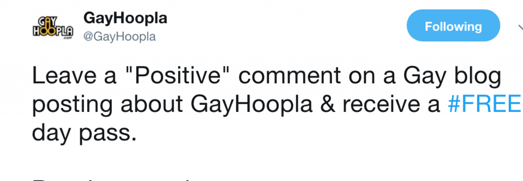 Please Leave A Positive Comment About GayHoopla On This Article
