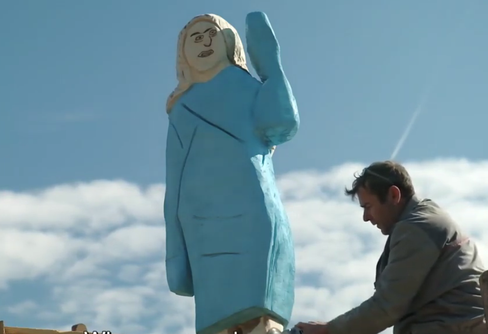 Wooden Statue Of Melania Trump Made With Chainsaw Receives Mixed Reviews In First Lady’s Hometown