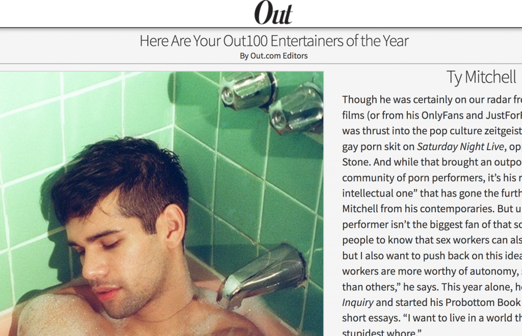 Ty Mitchell Named One Of Out100’s Entertainers Of The Year