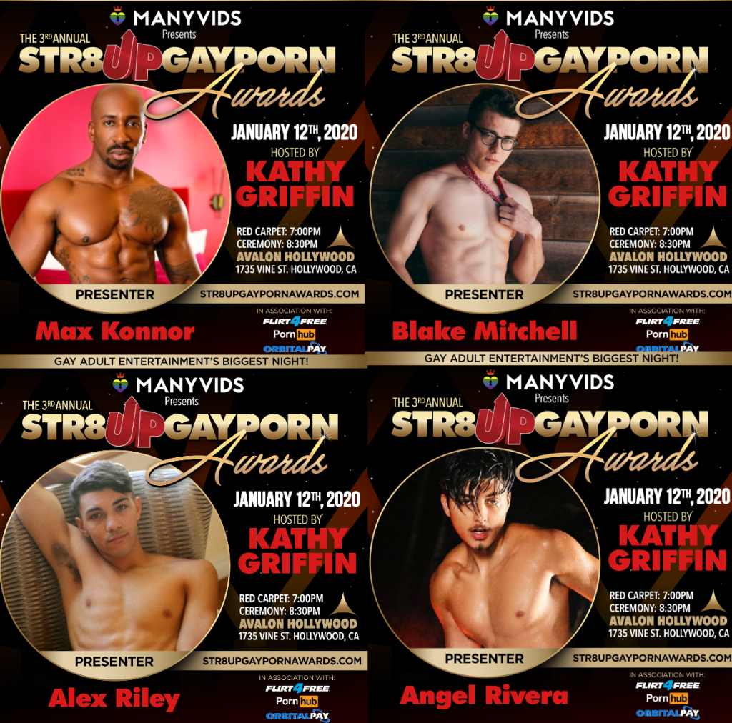 Angel Rivera, Blake Mitchell, Alex Riley, Max Konnor, And More Named As Presenters At This Weekend’s Str8UpGayPorn Awards