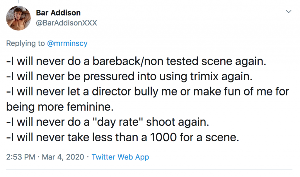 After Being Pressured To Inject Trimix On Porn Set, Performer Bar Addison Tells Models To “Never Compromise Your Boundaries”