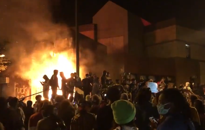 Following Police Murder Of George Floyd, Protesters Set Police Station On Fire