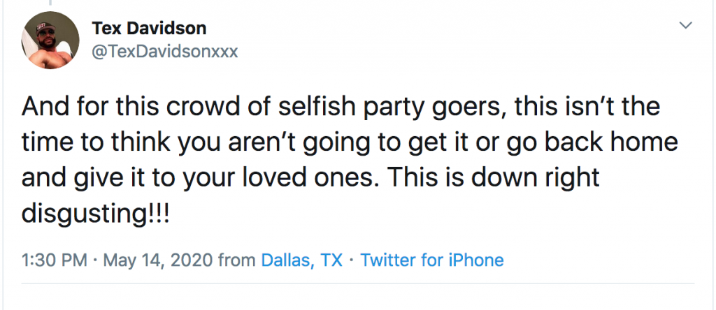 [UPDATED] Gay Porn Star Tex Davidson Calls Out Meth Gala Attendees While Hospitalized With COVID-19: “This Is Downright Disgusting!”