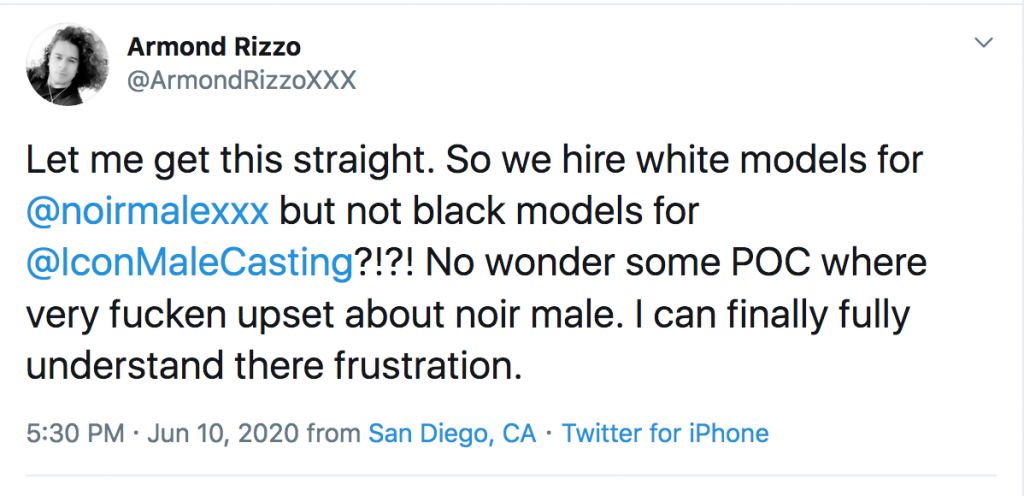 [UPDATED] Armond Rizzo Attacks Chi Chi LaRue’s Icon Male And Noir Male For Segregating Black And White Performers