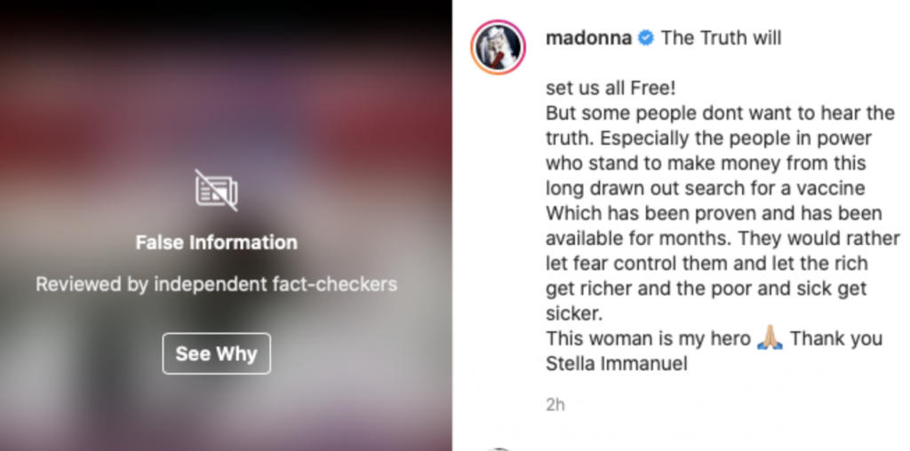 “This Woman Is My Hero”: Madonna Posts—And Then Deletes—Video Of Psychotic Doctor Promoting Fake Covid Cure