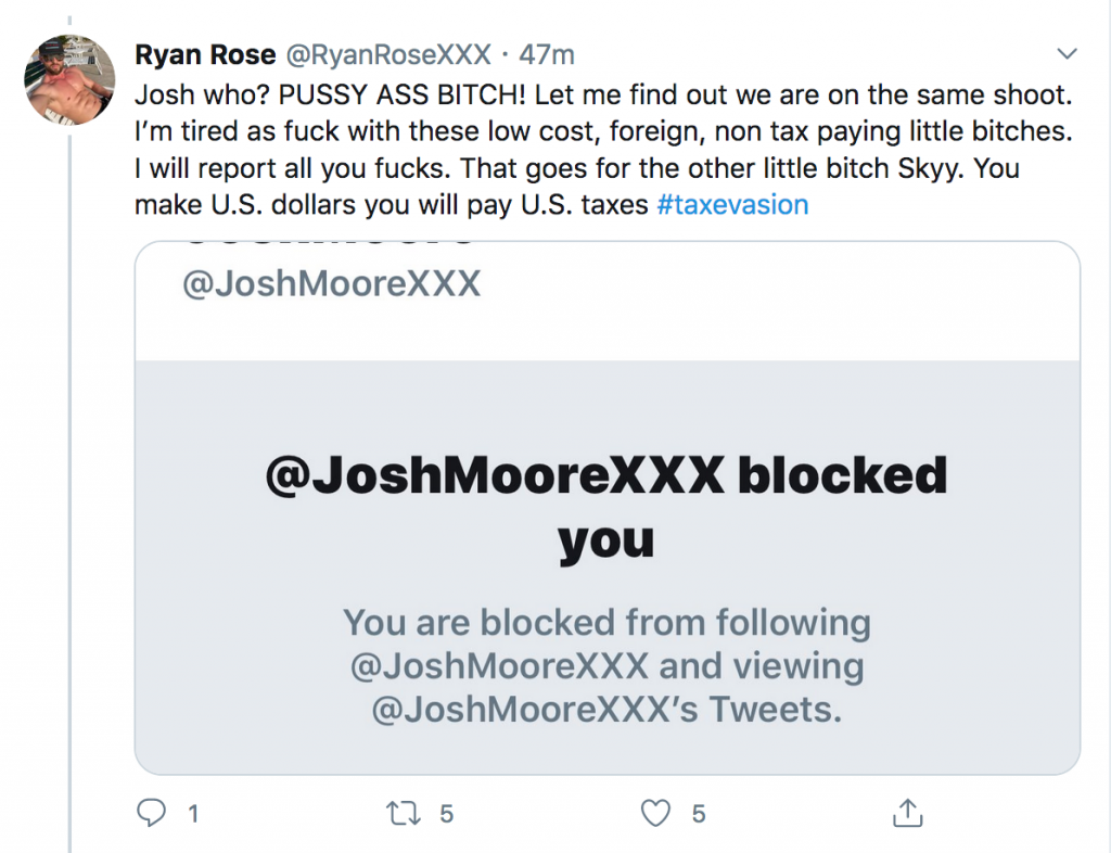 Ryan Rose Calls Josh Moore A “Pussy Ass Bitch” For Blocking Him On Twitter