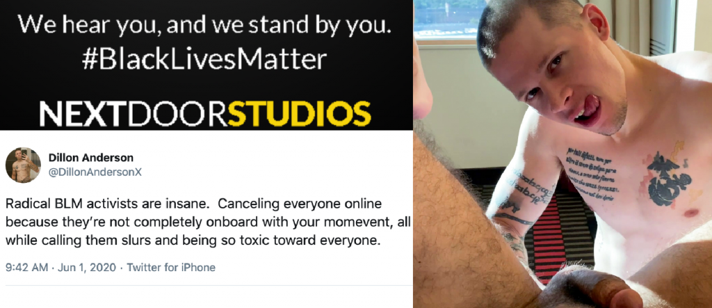 Despite Pledge To Support Black Lives Matter, NextDoorStudios Releases Video With Racist Gay Porn Star Dillon Anderson, Who Said “BLM Activists Are Insane”