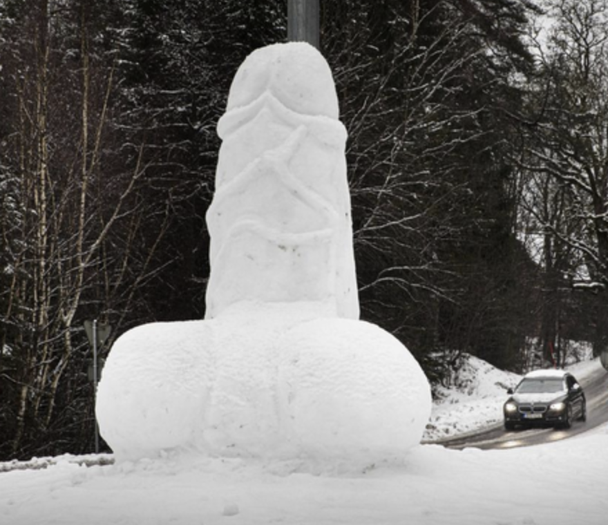 Giant Snow Penis Erected In Swedish Town