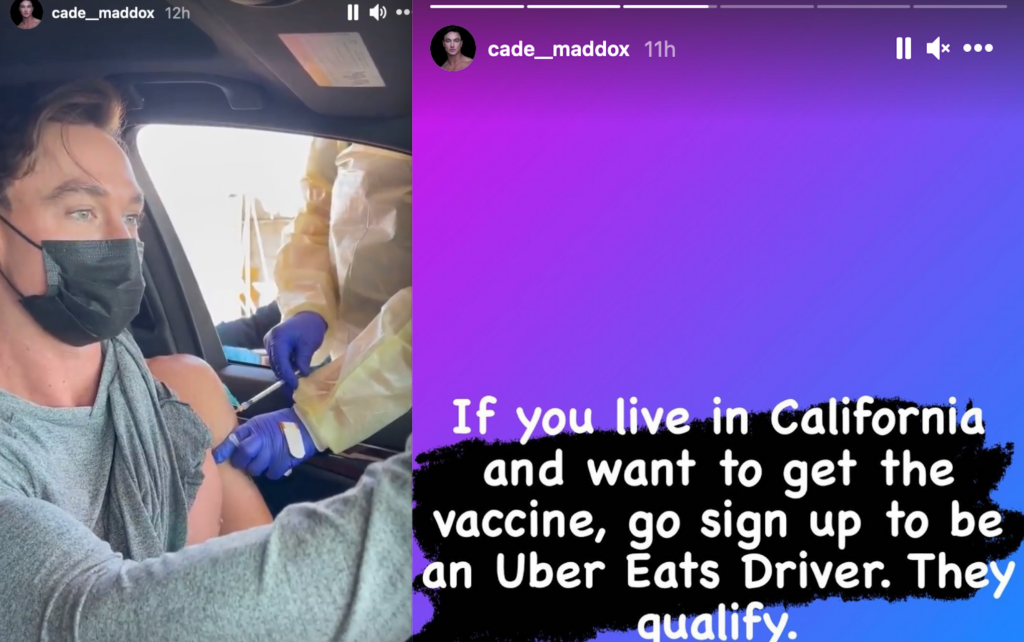 Cade Maddox Faces Backlash For Telling Followers To Speed Up COVID Vaccine Eligibility By Becoming Uber Eats Drivers