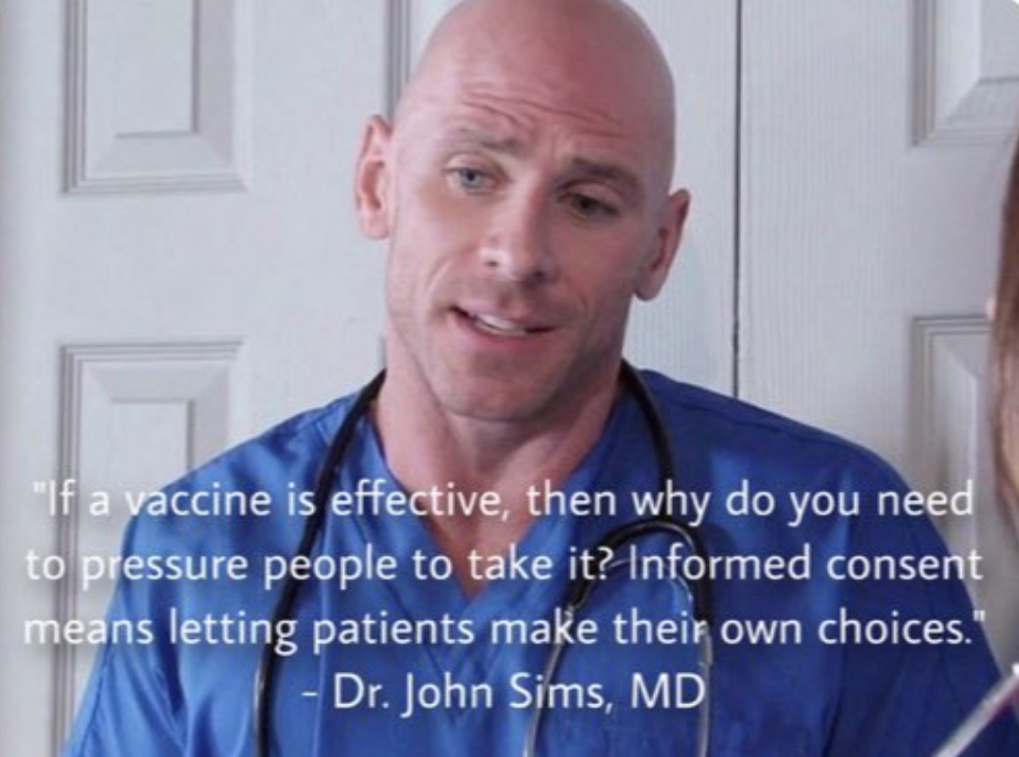 Anti-Vax Bimbo Tricked Into Tweeting Fake Quote From Porn Star Johnny Sins Dressed As Doctor