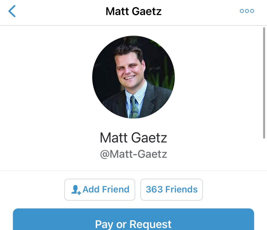 Venmo Records Show Matt Gaetz Paid Alleged Sex Trafficker $900, Which Was Then Distributed To Three Young Women