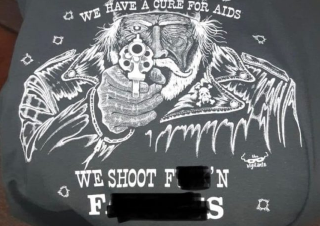 Wyoming Biker Bar Under Fire For Selling T-Shirt That Reads “We Have A Cure For AIDS: We Shoot Fuck’n Faggots”