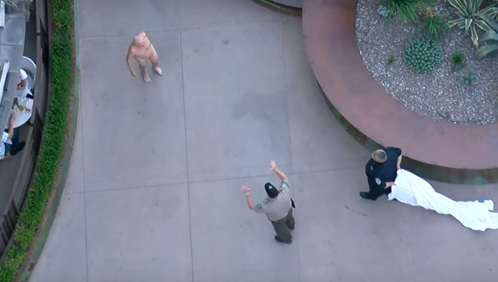 Completely Naked Man Caught On Camera Chatting With Patio Diners While Running From Police Through Downtown El Paso, Texas