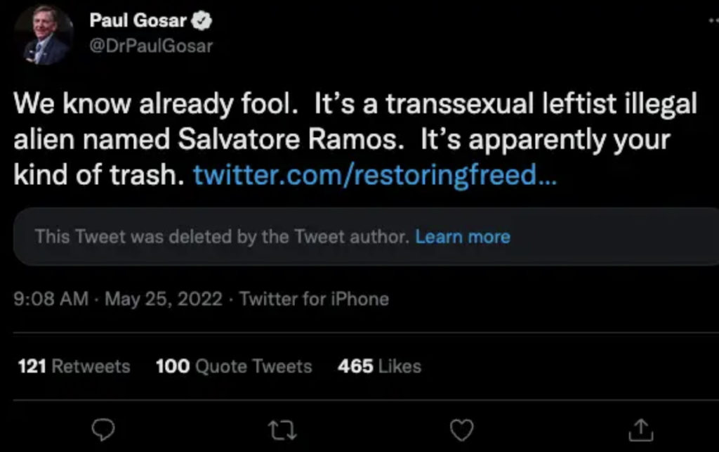 Arizona GOP Psycho Spreads False And Baseless Claim That Texas Shooter Was “Transsexual Leftist Illegal Alien”