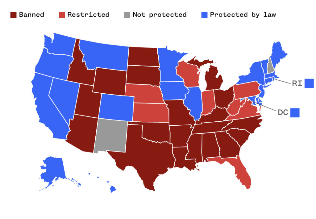 Map Shows 23 States Where Abortion Will Be Illegal Immediately