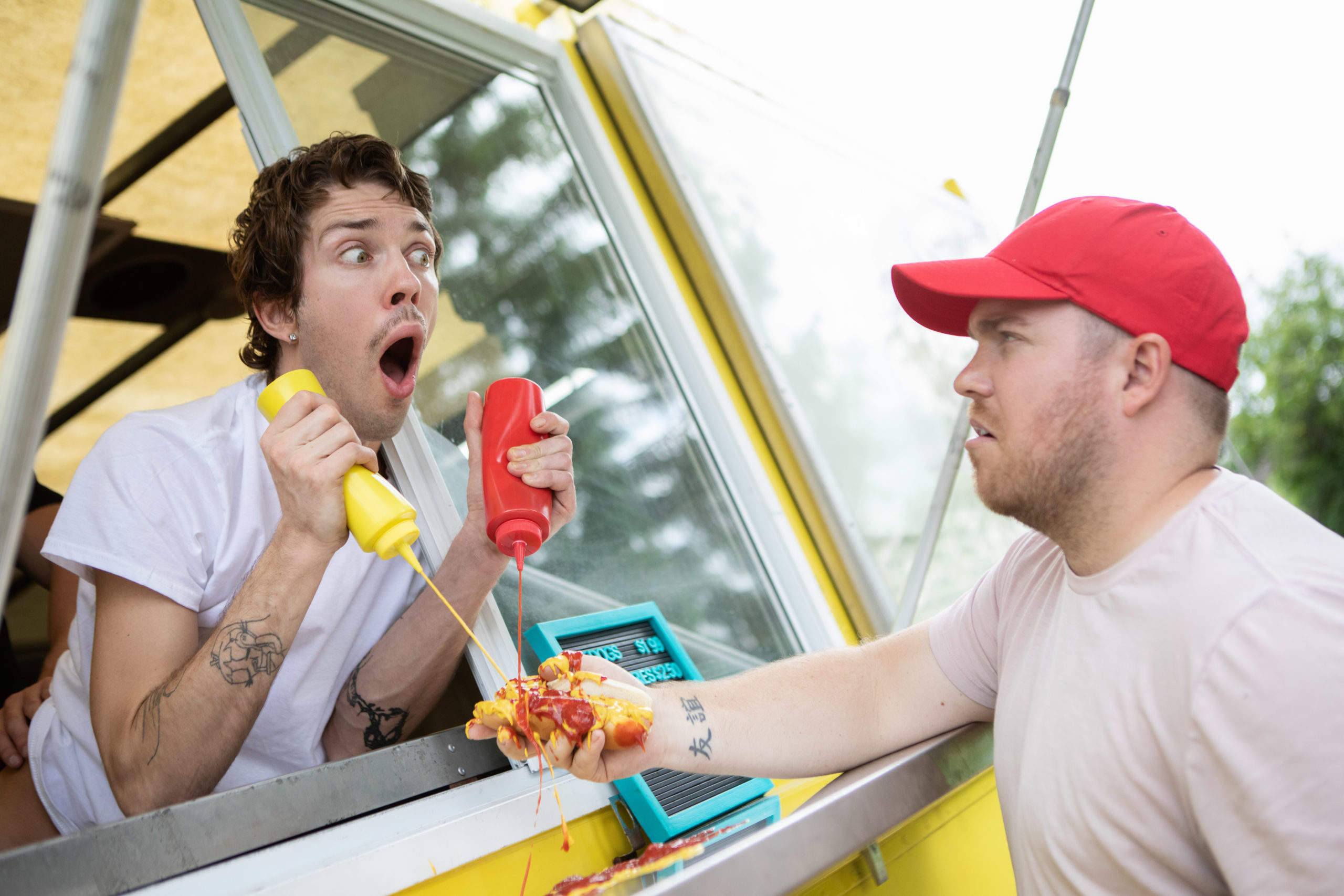 Chris Cool Squirts Ketchup And Mustard Everywhere While Being Butt Fucked  By Finn Harding In A Hot Dog Truck | STR8UPGAYPORN