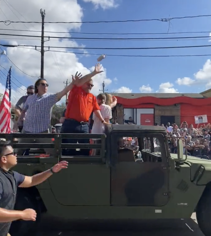 Protestor Throws Beer Can At Ted Cruz During World Series Parade