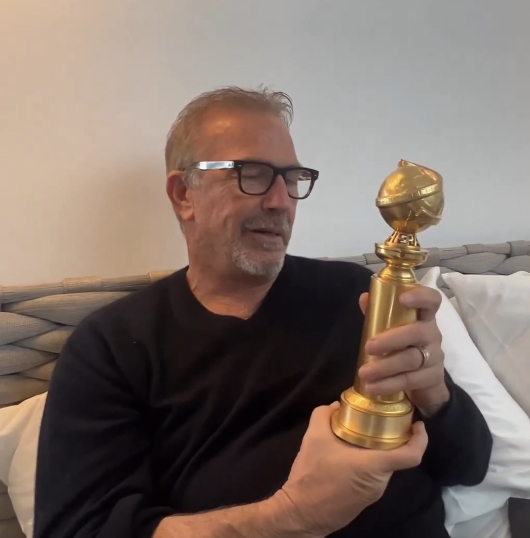 Kevin Costner Shares Unboxing Video Of Golden Globe Trophy He Won For <em>Yellowstone</em>