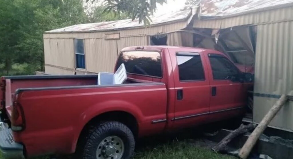 Naked Man Shot Twice After Crashing Truck Into Mobile Home And Assaulting Woman Who Had Machete