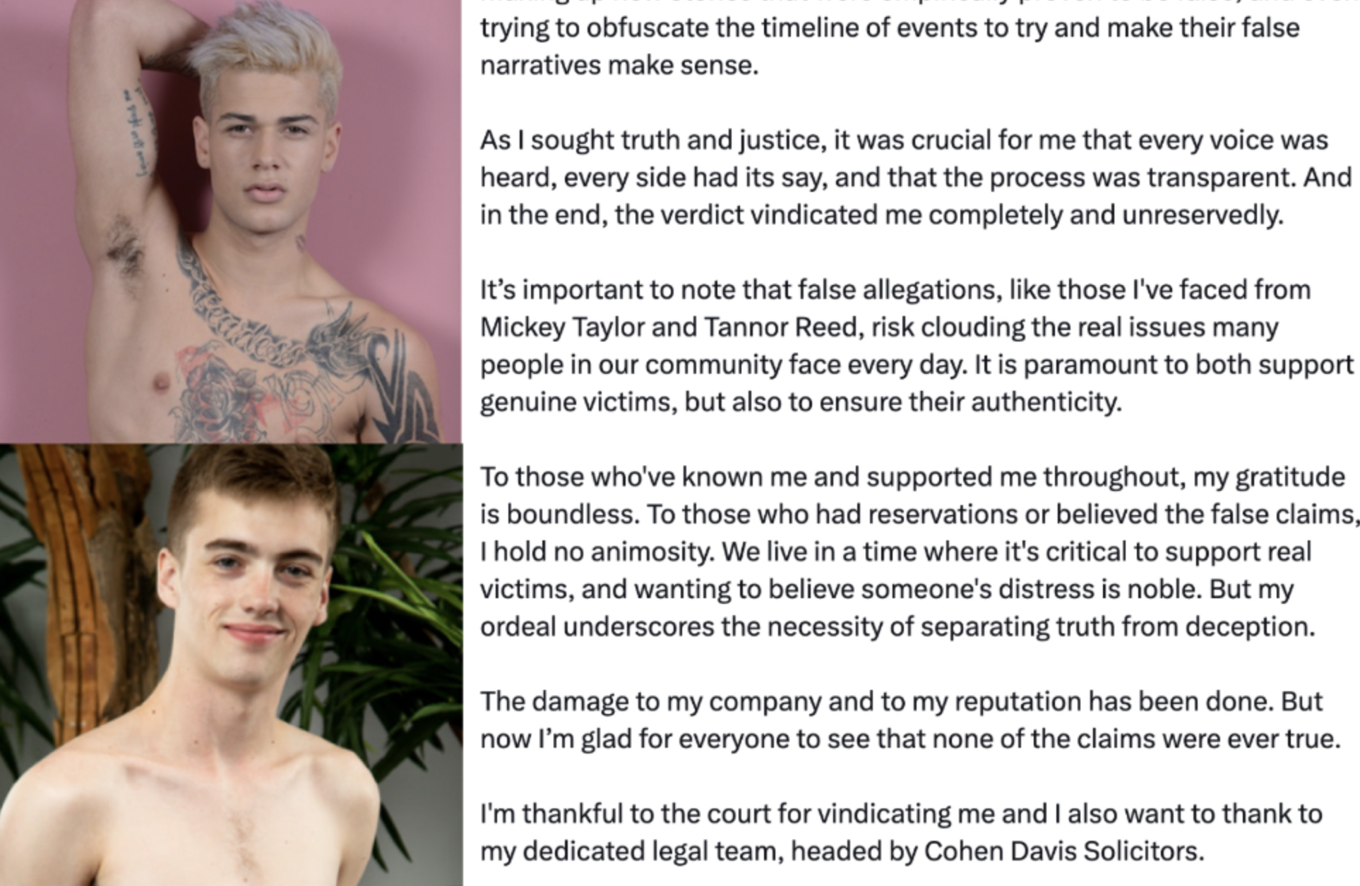 Dominic Ford Mischaracterizes UK Libel Case Against Mickey Taylor To Claim  He Was “Vindicated” Of Raping Tannor Reed | STR8UPGAYPORN