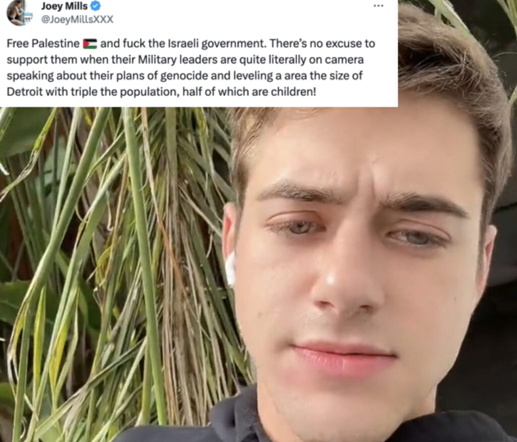 Joey Mills Condemns Israeli Government For Bombing Gaza And Killing Innocent Palestinians