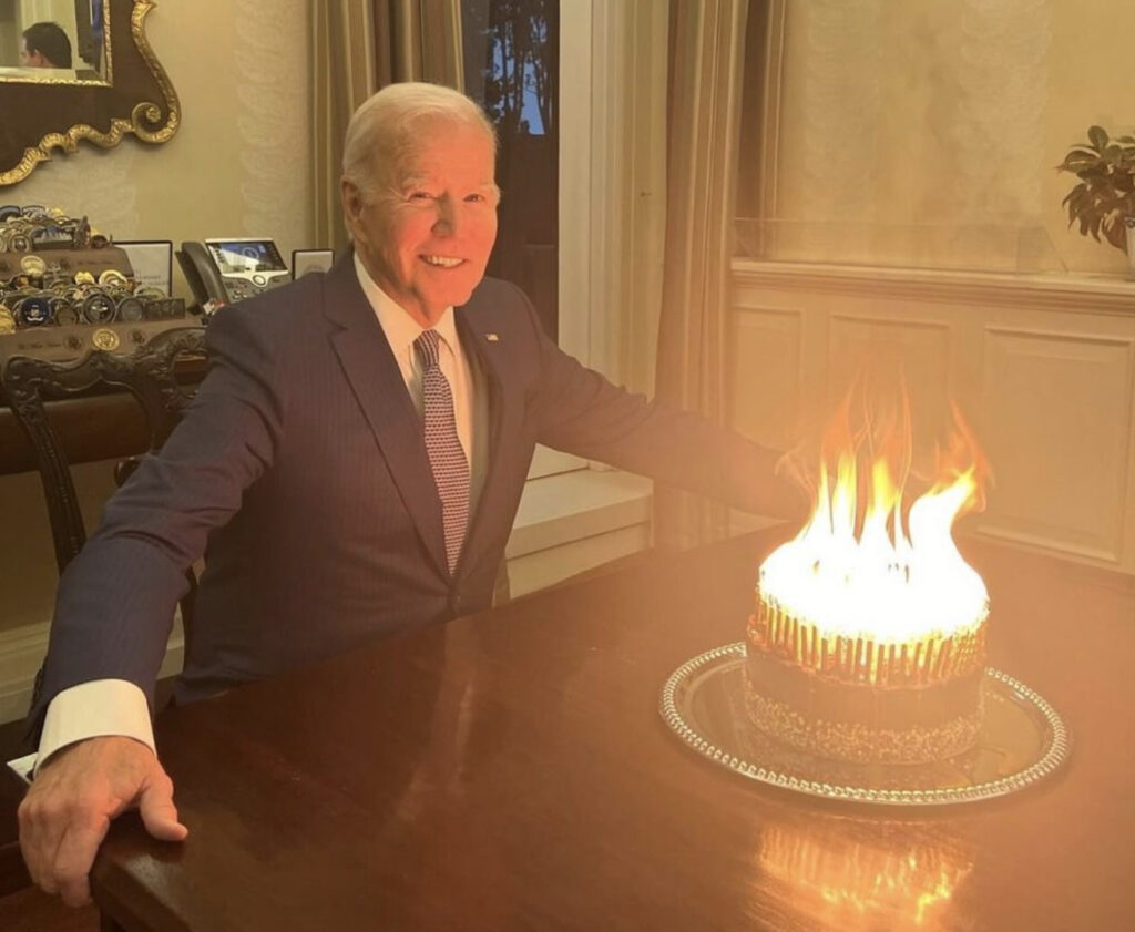Joe Biden Celebrates 146th Birthday With Fiery Cake