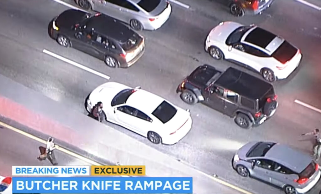 Man With Butcher Knife Attempts To Carjack Vehicles While Running From Police On 5 Freeway