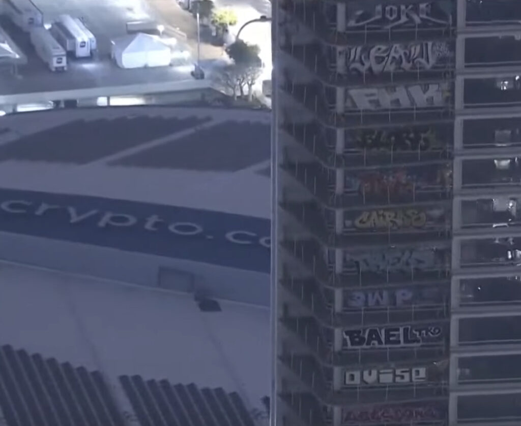 Taggers Spray Paint Graffiti On Every Single Floor Of Skyscraper In Downtown L.A.