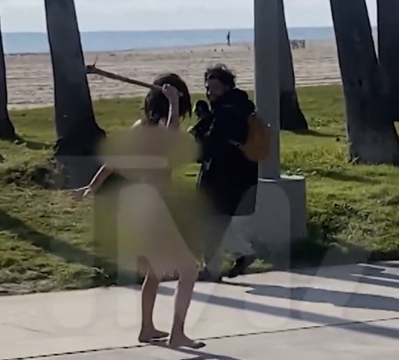 Completely Naked Woman With Spiked Bat Goes On Venice Beach Rampage