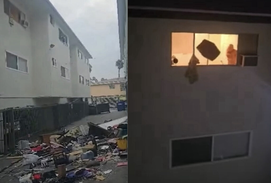 South L.A. Man Has 12-Hour Meltdown Throwing Apartment Furniture Out Window