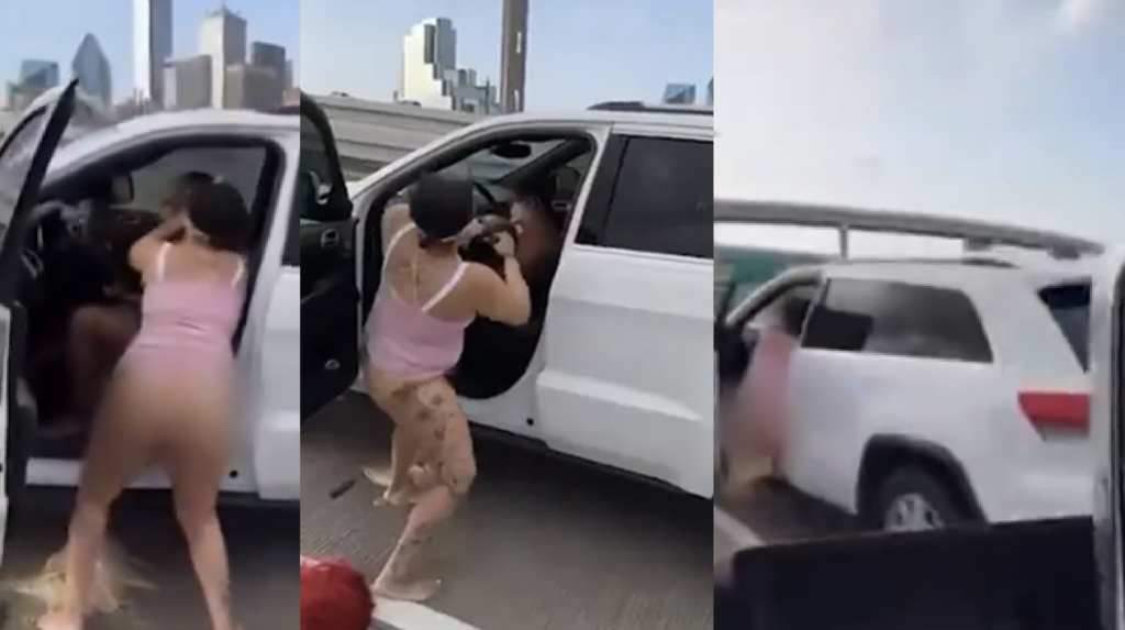 Violent And Naked Woman Clings To SUV While Driver Speeds Down Texas Freeway