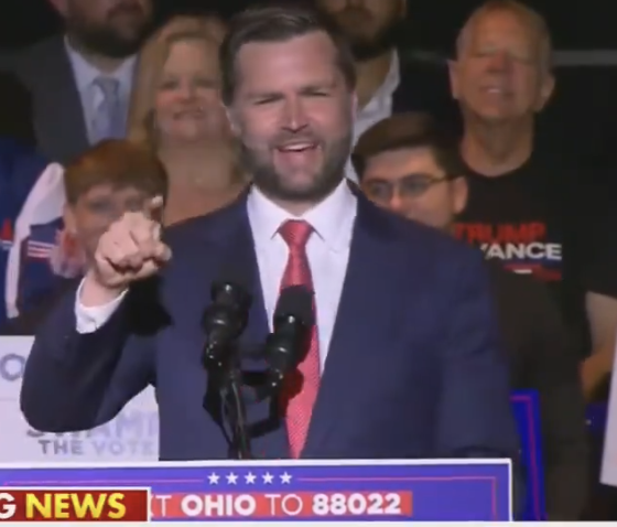 Creepy Weirdo JD Vance Laughs At His Own Racist Diet Mountain Dew Joke As Crowd Nervously Chuckles