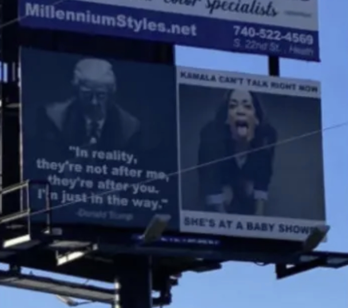 Billboard Depicting Kamala Harris Engaged In Sex Act Removed From Ohio Highway