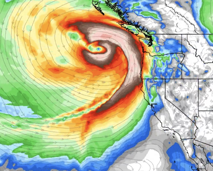 Bomb Cyclone With Hurricane Force Winds Obliterates Pacific Northwest