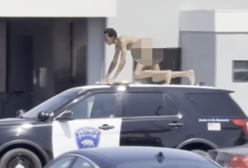 Naked Man Seen Dancing On Top Of California Police Car
