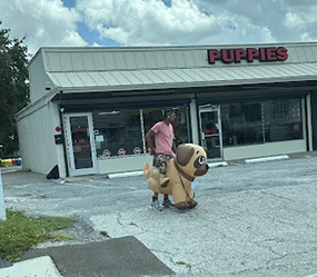 Drunken Florida Sex Offender Wearing Inflatable Dog Costume While Working At Puppy Store Arrested For Strangling Teen