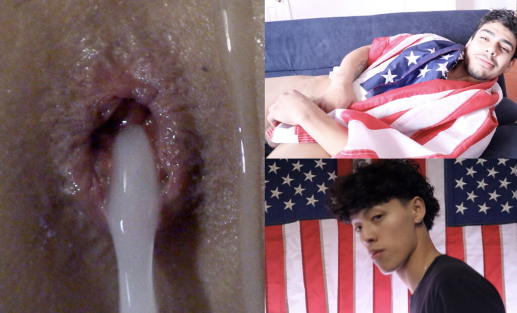 Creampied Hole, Bruce Garcia, Chenny, And An American Flag Star In “Throat Hole”